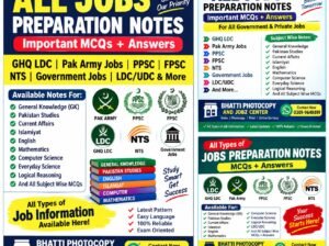 All Jobs Preparation Notes – GHQ LDC, Pak Army, PPSC, FPSC, NTS and More