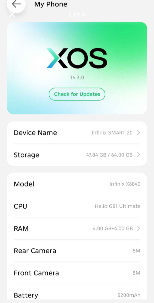 Infinix smart 20 4 64 for sale box charge available 1 Months used - photo 2