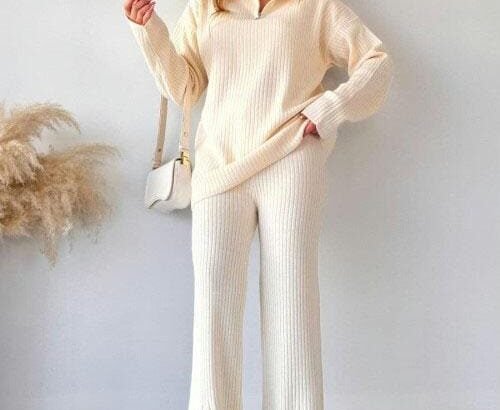 zipper highneck dropshoulder track suit