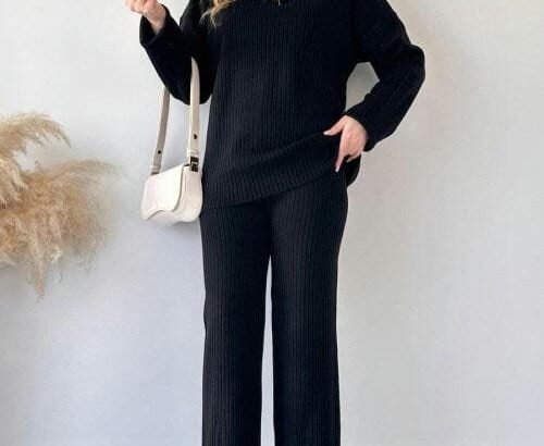 zipper highneck dropshoulder track suit