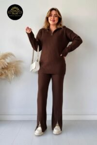 zipper highneck dropshoulder track suit