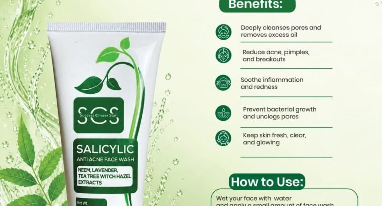SCS Salicylic Anti Acne Face Wash – Deep Cleansing & Oil Control