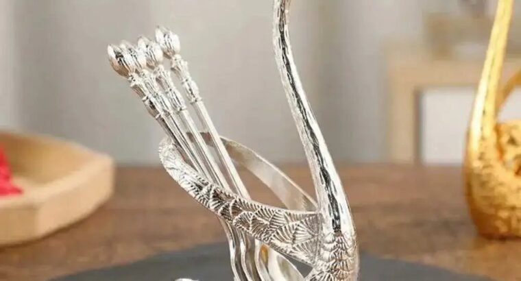 6 pieces stylish spoon set with holder Gold and Silver