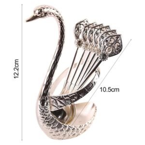 6 pieces stylish spoon set with holder Gold and Silver