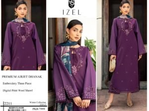Brand *IZEL* Available In *DHANAK* Fabric 3pc!(SS WholeSale)