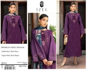 Brand *IZEL* Available In *DHANAK* Fabric 3pc!(SS WholeSale)