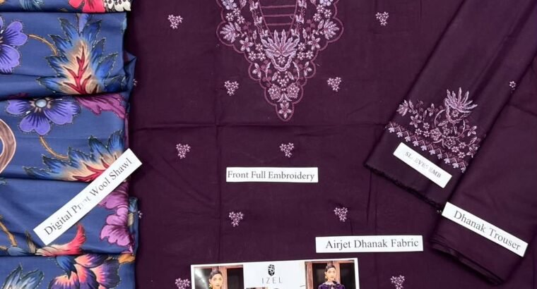 Brand *IZEL* Available In *DHANAK* Fabric 3pc!(SS WholeSale)