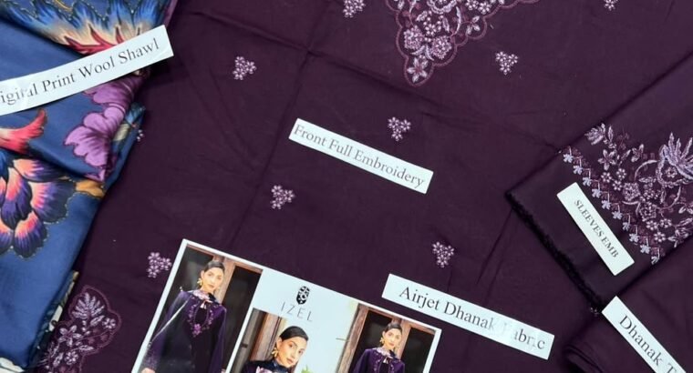 Brand *IZEL* Available In *DHANAK* Fabric 3pc!(SS WholeSale)