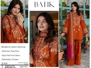 Brand *BATIK* Available In *DHANAK* Fabric 3pc!! (SS WHOLESALE)