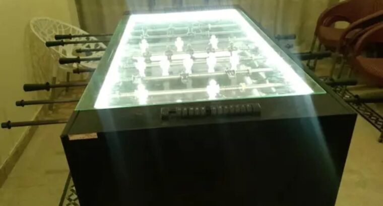 Premium Foosball Table / Table Football – LED Lights + Glass Top