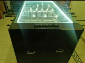 Premium Foosball Table / Table Football – LED Lights + Glass Top