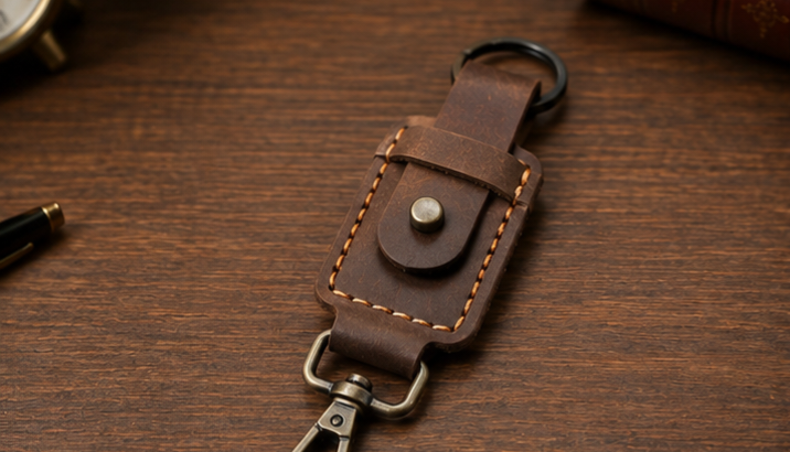 Premium Handmade Leather Keychain-HAU Tr...