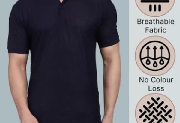 Men Wear Black Cotton Polo Shirt