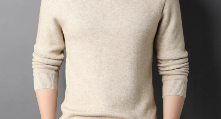 Men’s Black Half-Turtleneck Sweater Solid Color