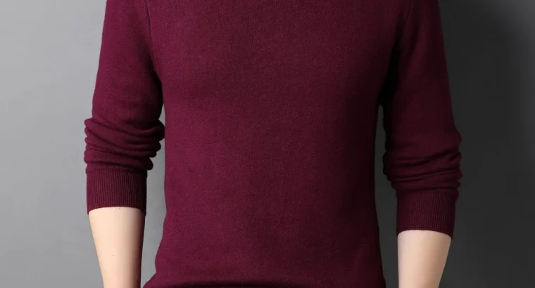 Men’s Black Half-Turtleneck Sweater Solid Color