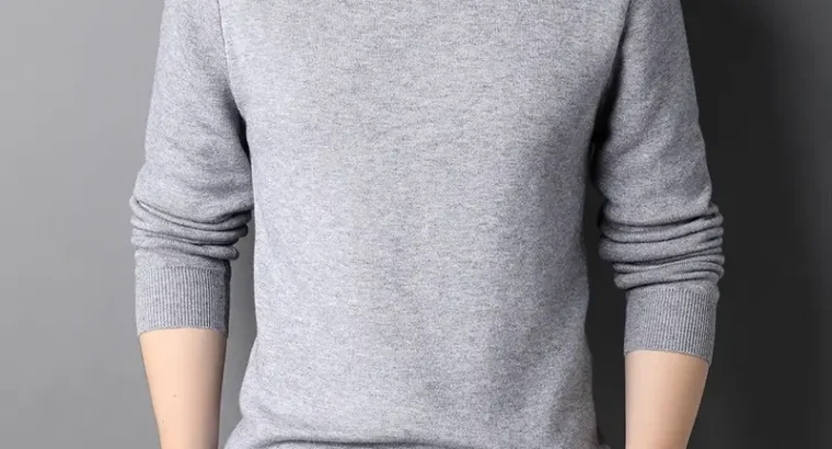Men’s Black Half-Turtleneck Sweater Solid Color