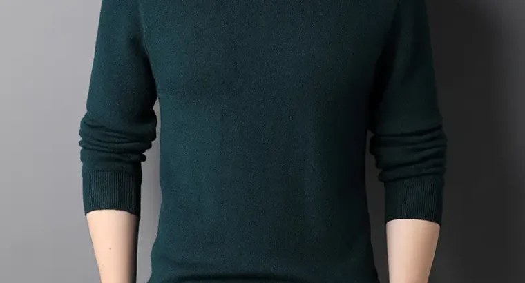 Men’s Black Half-Turtleneck Sweater Solid Color