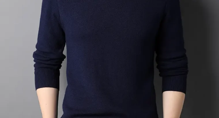 Men’s Black Half-Turtleneck Sweater Solid Color
