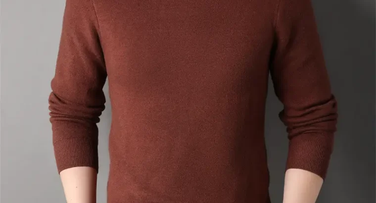 Men’s Black Half-Turtleneck Sweater Solid Color