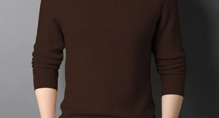Men’s Black Half-Turtleneck Sweater Solid Color