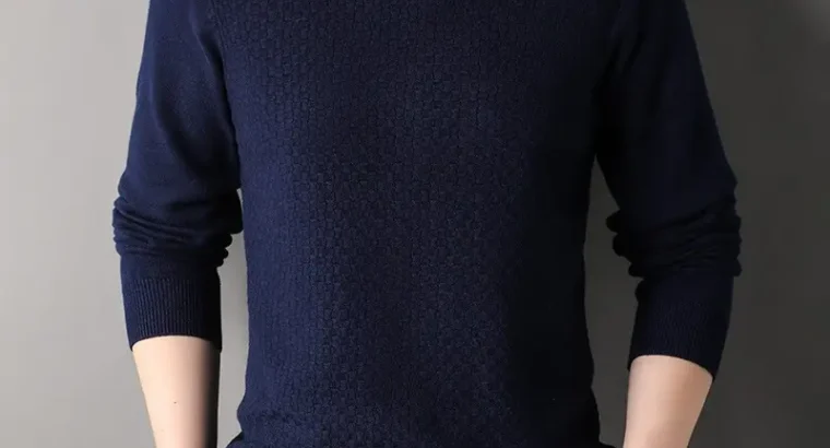 Men’s Black Half-Turtleneck Sweater Solid Color