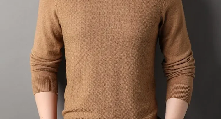 Men’s Black Half-Turtleneck Sweater Solid Color