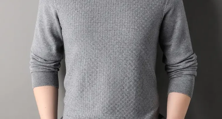 Men’s Black Half-Turtleneck Sweater Solid Color