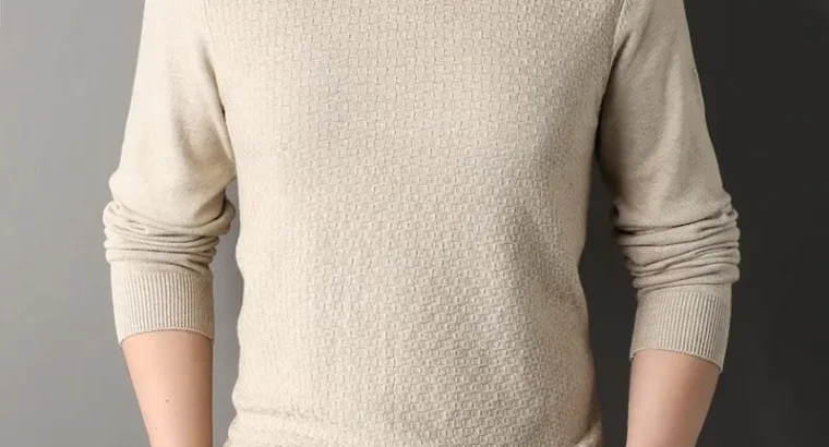 Men’s Black Half-Turtleneck Sweater Solid Color