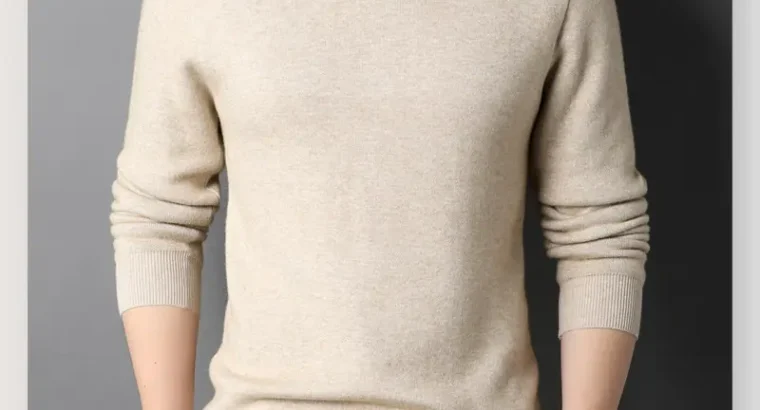 Men’s Black Half-Turtleneck Sweater Solid Color