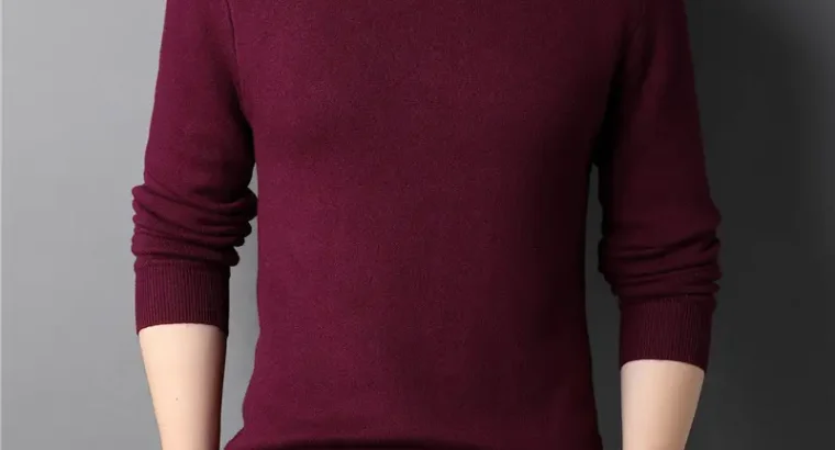 Men’s Black Half-Turtleneck Sweater Solid Color