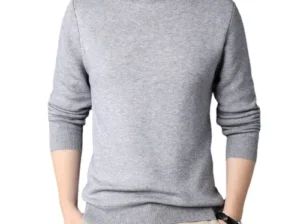 Men’s Black Half-Turtleneck Sweater Solid Color