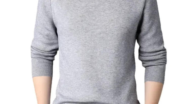 Men’s Black Half-Turtleneck Sweater Soli...