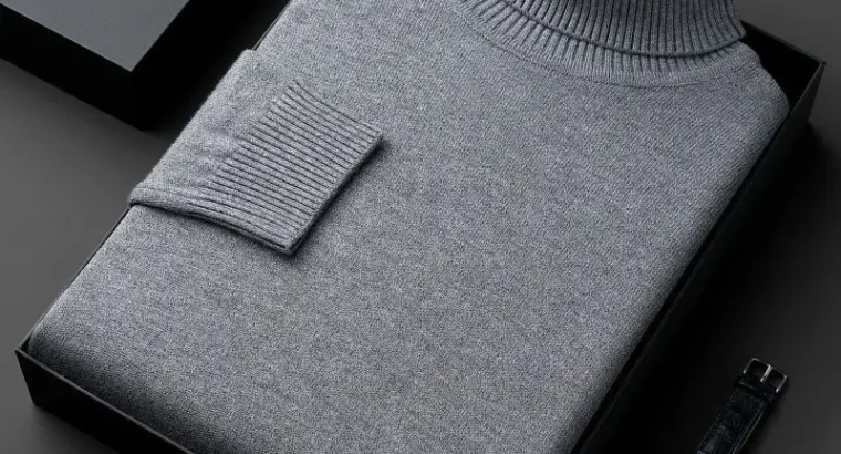 Winter Men’s Grey Turtleneck Sweater Solid Color2