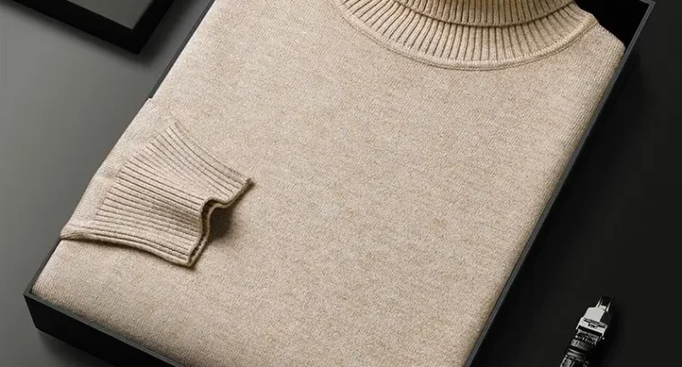Winter Men’s Grey Turtleneck Sweater Solid Color2