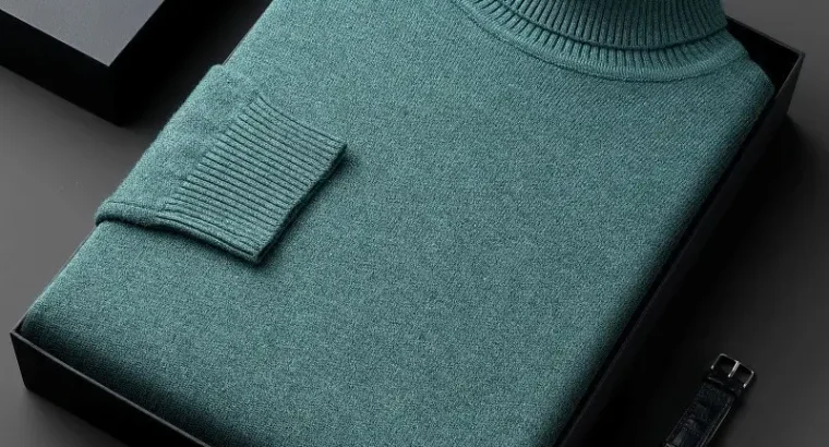 Winter Men’s Grey Turtleneck Sweater Solid Color2