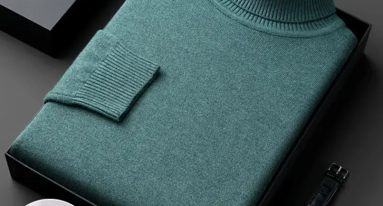 Winter Men’s Grey Turtleneck Sweater Solid Color2
