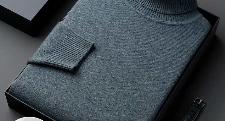Winter Men’s Grey Turtleneck Sweater Solid Color2