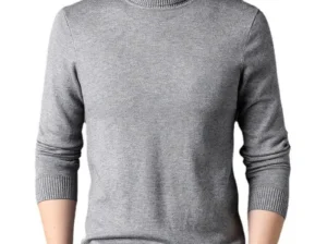 Winter Men’s Grey Turtleneck Sweater Solid Color2