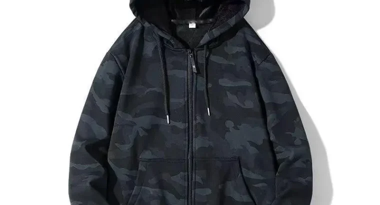 Men’s Camo Full Zip Hoodie Sweatshirt Large