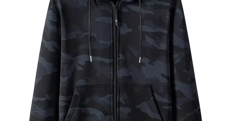 Men’s Camo Full Zip Hoodie Sweatshirt Large