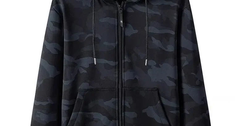 Men’s Camo Full Zip Hoodie Sweatshirt Large