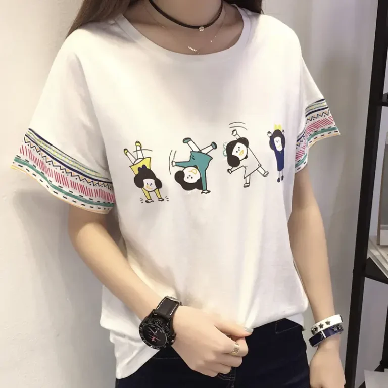 Women’s Pink Graphic T-shirt Summer Loose Fit
