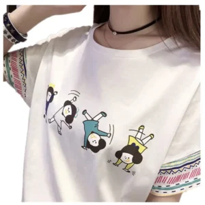 Women’s Pink Graphic T-shirt Summer Loose Fit