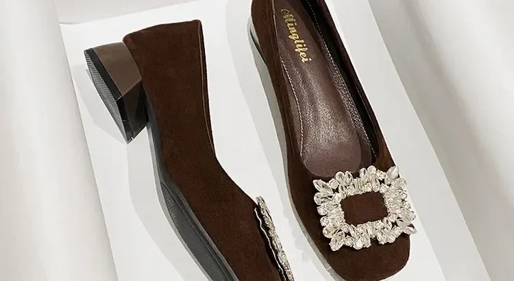 High-End Rhinestone Swallow Mouth Flats for Women, Elegant Autumn New Versa