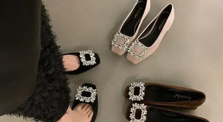 High-End Rhinestone Swallow Mouth Flats ...