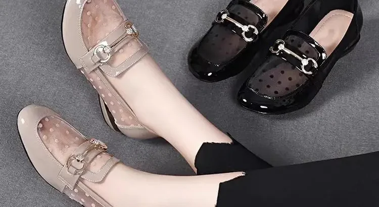 Mesh Soft Leather Shoes New Hallow Low Heel Women’s Sandals Summer Flat Sof