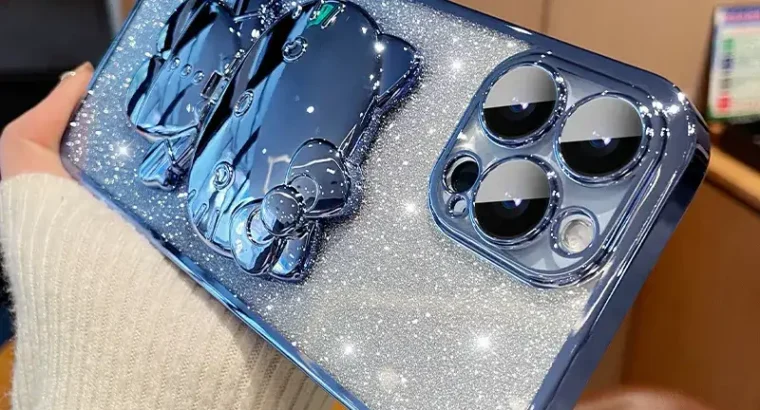 Gradient Glitter IPhone Case with Makeup Mirror Design