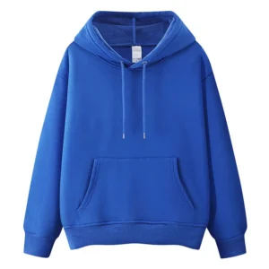 Blue Velvet Hooded Pullover Sweater for Men Women