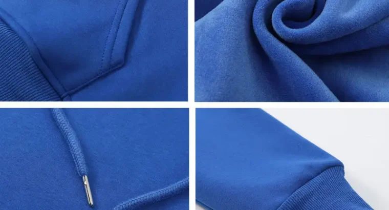 Blue Velvet Hooded Pullover Sweater for Men Women
