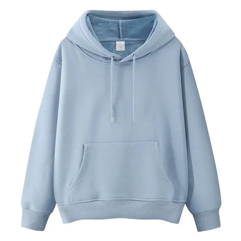 Blue Velvet Hooded Pullover Sweater for Men Women